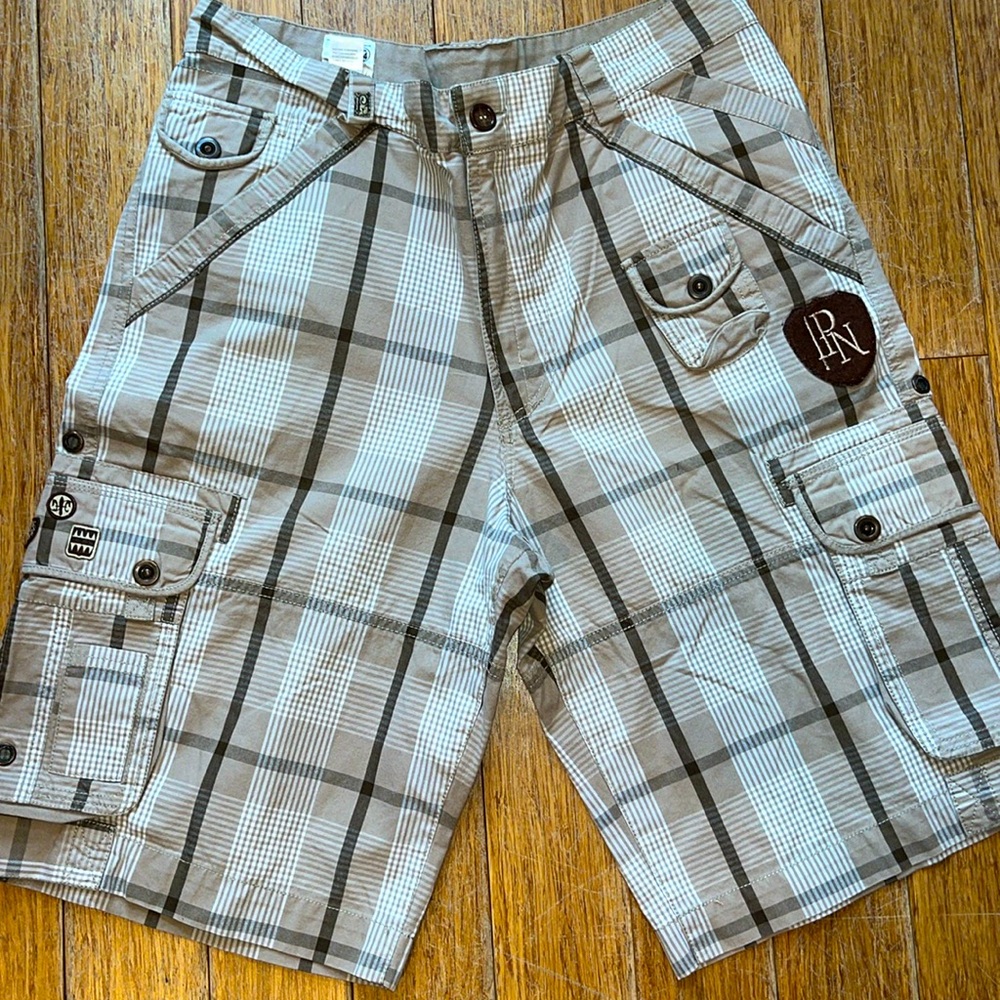 Parish Nation brown tan STREET HIP HOP Cargo Shorts mens 34 Health Wealth Wisdom